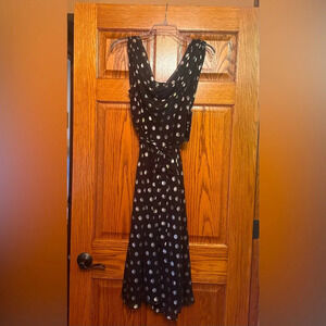 Black and gold chiffon dress